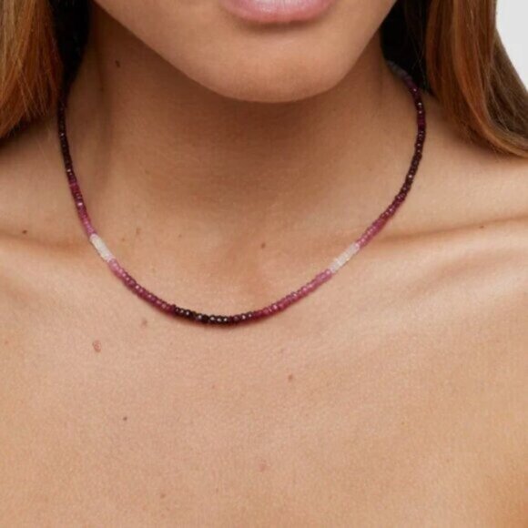 Gorgeous GENIUINE Ruby Jewelry Set Beaded Necklace & Bracelet Non Tarnish Gold - Picture 11 of 14